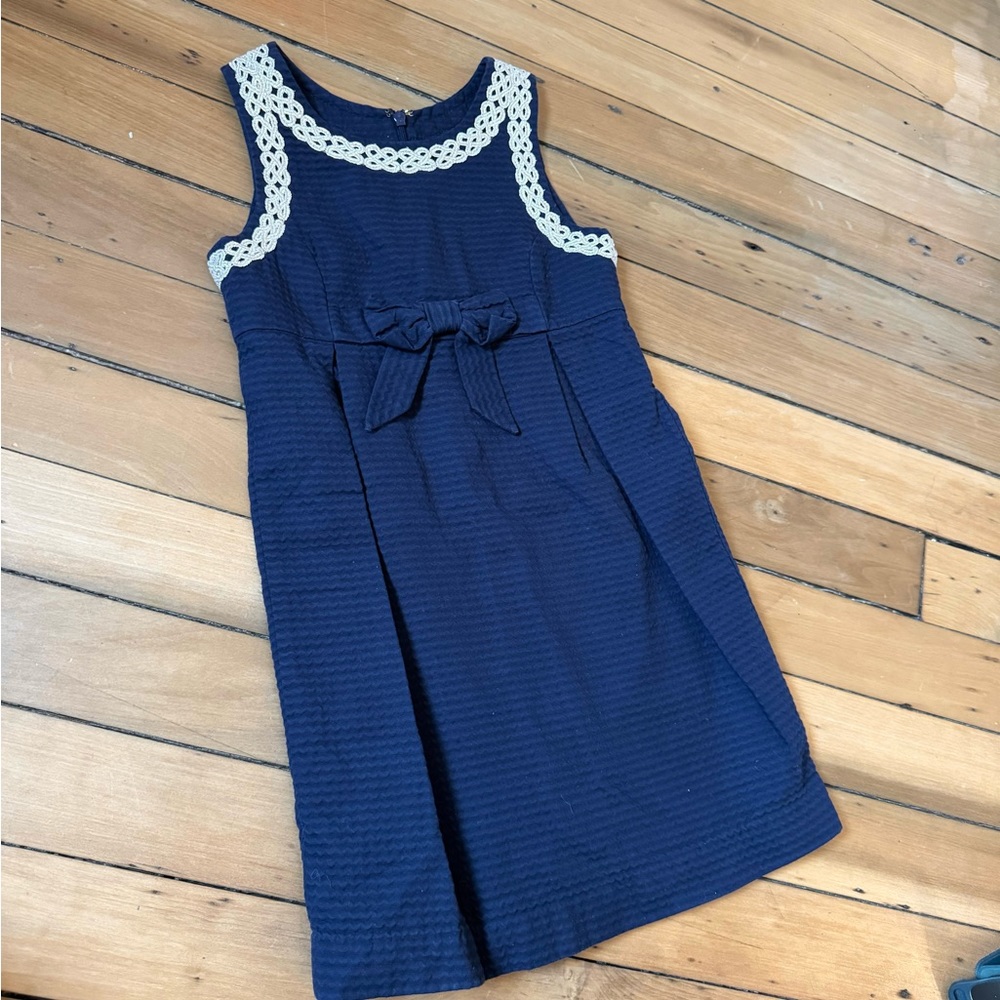 Lily Pulitzer Navy and Gold Trimmed Shift Dress